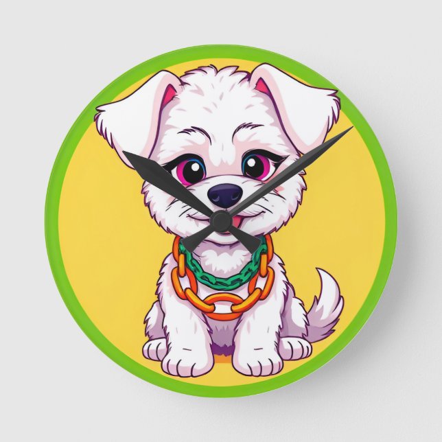 Horloge Ronde Magnifique Cartoon Puppy (Recto)