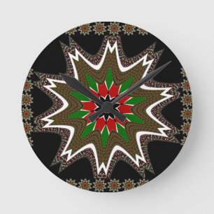 Horloge Ronde Magnifique Motif Culturel Kenya Géométrique