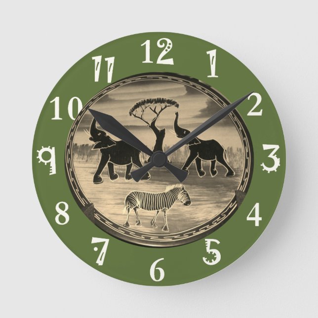Horloge Ronde Magnifique safari d'animaux sauvages kenyans Mara  (Recto)