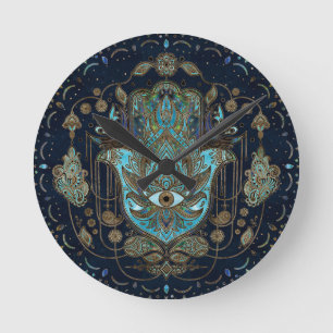 Horloge Ronde Main de Hamsa - Main de Fatima Blue Gemstones
