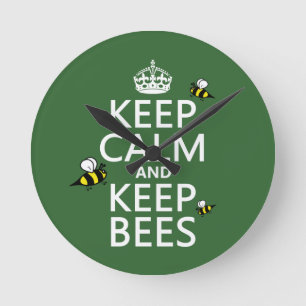 Horloge Ronde Maintenez calme et gardez les abeilles - toutes