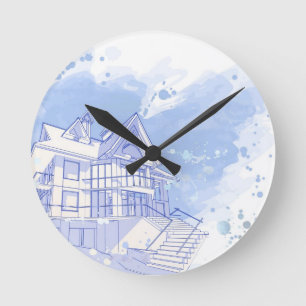Horloge Ronde maison : aspiration d'aquarelle