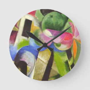 Horloge Ronde Maison avec arbres de Franz Marc, Art Vintage