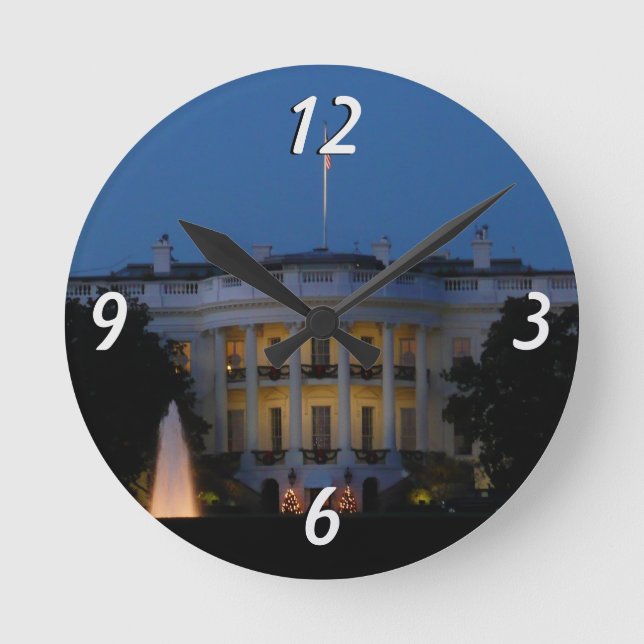 Horloge Ronde Maison Blanche de Noël à la nuit à Washington DC (Recto)