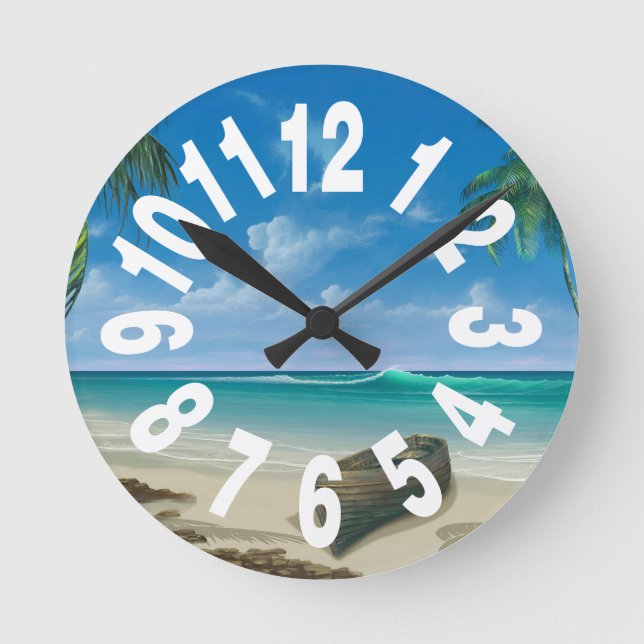 Horloge Ronde Maison de plage côtière Grand nombre (Recto)