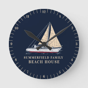 Horloge Ronde Maison de plage familiale nautique sur mesure