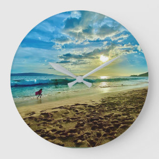 Horloge Ronde Makena Dreaming - Grande Plage Maui Coucher de sol