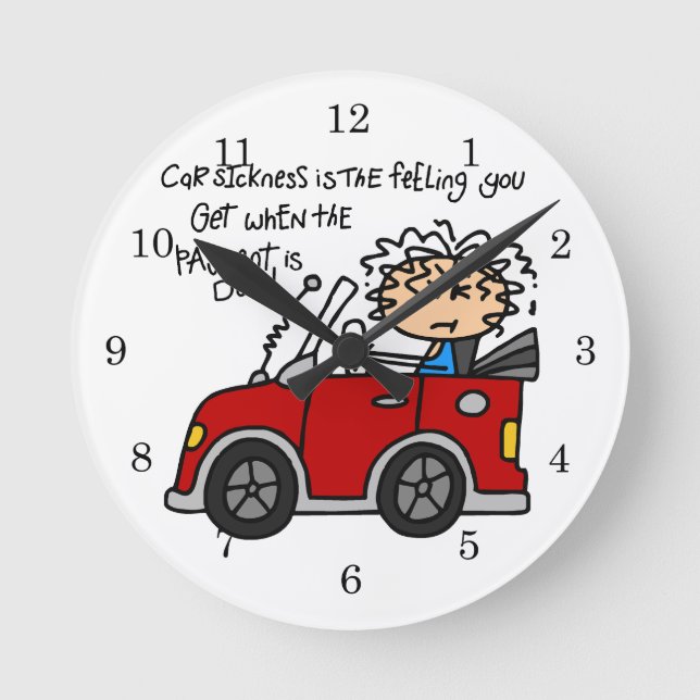 Horloge Ronde Maladie de voiture humoristique (Recto)