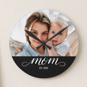 Horloge Ronde Maman a établi un script blanc moderne