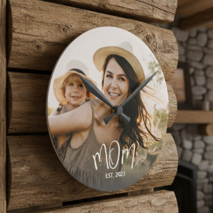 Horloge Ronde Maman Etabli Moderne Blancs Photo Round Cl