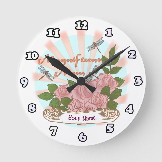 Horloge Ronde Maman magnifique rose (Recto)