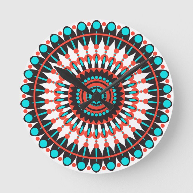Horloge Ronde Mandala amérindienne (Recto)