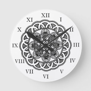 Horloge Ronde Mandala Design Wall Clock