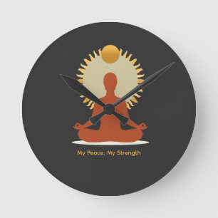 Horloge Ronde Mandala du Soleil Minimaliste Boho pour la Fête de