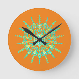 HORLOGE RONDE MANDALA JAUNE VERTE