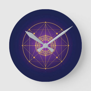 Horloge Ronde Mandala Sacré Céleste – Géométrie Mystique