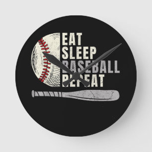 Horloge Ronde Mangez Sleep Baseball Répéter Funny Baseball Playe
