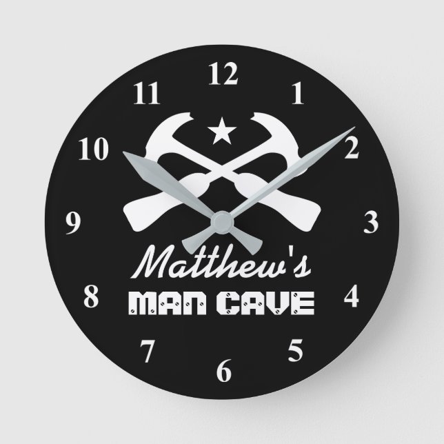 Horloge Ronde Manly marteau logo voiture garage ou mancave mural (Recto)