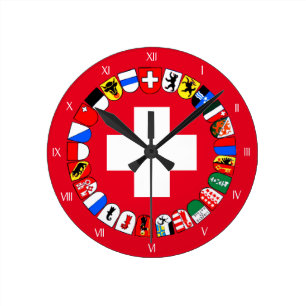 Horloge Ronde Manteau de cantons suisses des bras