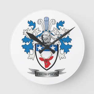 Horloge Ronde Manteau de crête de famille de Thompson des bras
