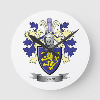 Horloge Ronde Manteau de crête de famille d'Evans des bras