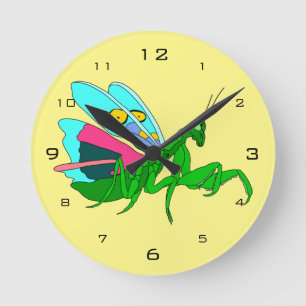 Horloge Ronde Mantis de prière colorée