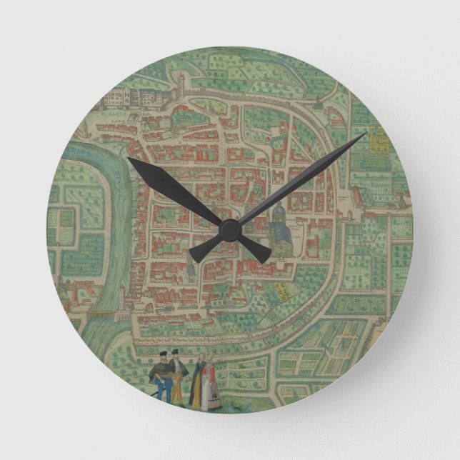 Horloge Ronde Map of Trento, from 'Civitates Orbis Terrarum' by (Recto)