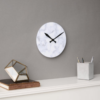 Horloge Ronde Marbre Blanc Moderne Élégant