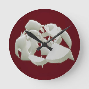 Horloge Ronde Marbre brisé abstrait art moderne prune blanche