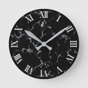 Horloge Ronde Marbre élégant style4 - noir et blanc