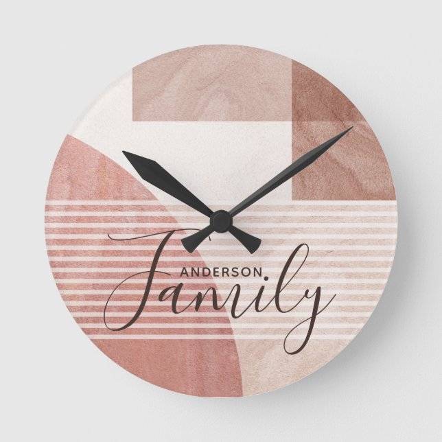 Horloge Ronde Marbre géométrique moderne Abstrait Famille person (Recto)