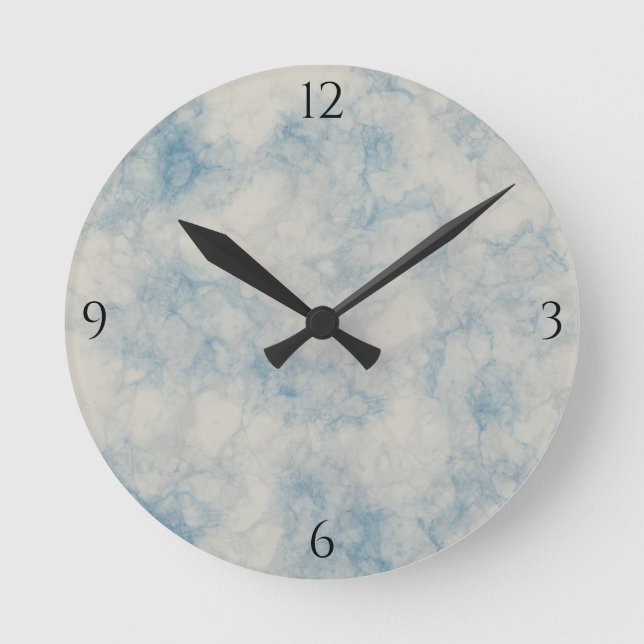 Horloge Ronde Marbre gris avec bleu (Recto)