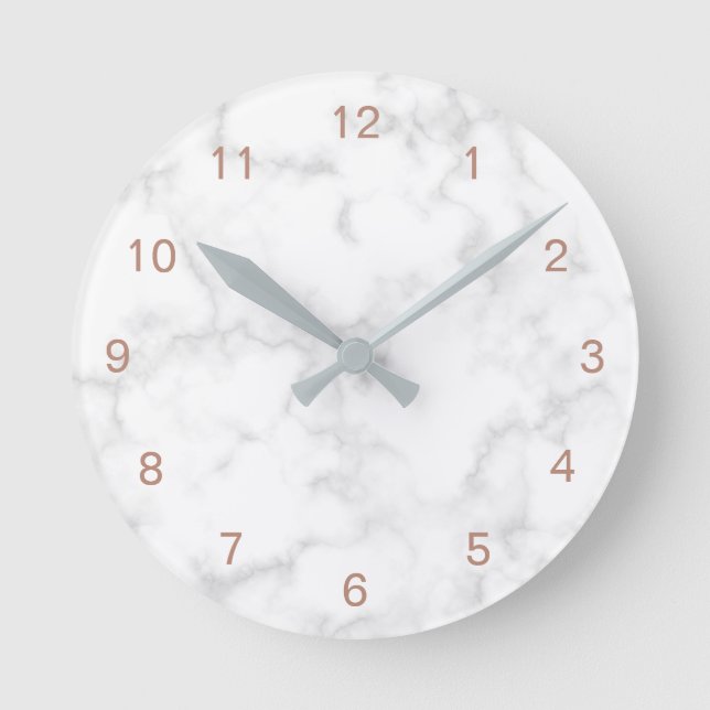 Horloge Ronde Marbre Rose Gold Moderne Élégant (Recto)