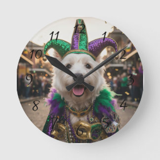 Horloge Ronde Mardi Gras Dog Jester Costume