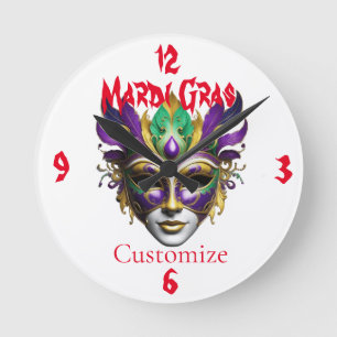 Horloge Ronde Mardi Gras Masque Thunder_Cove