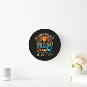 Horloge Ronde Mari et Femme Partenaires de Voyage pour la Vie Pl