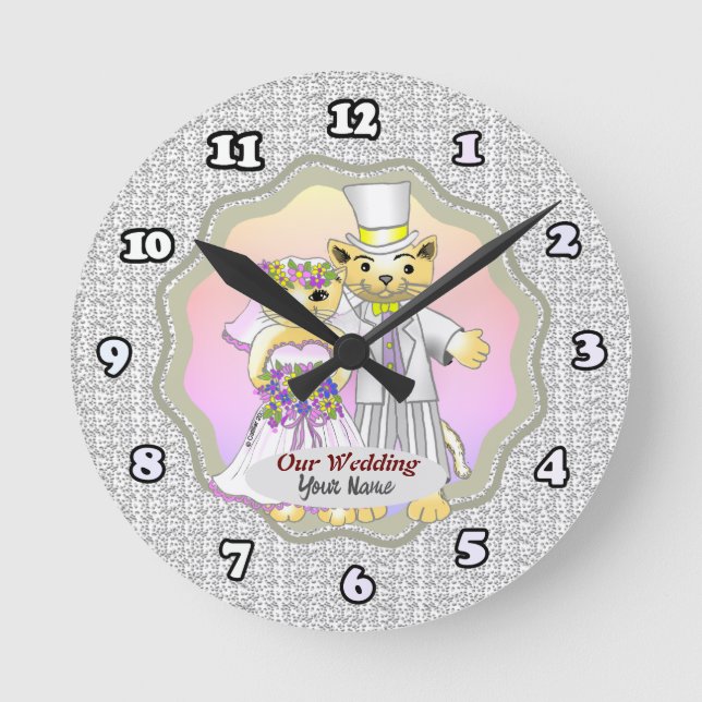 Horloge Ronde Mariage de mariée et de chambre de chat (Recto)