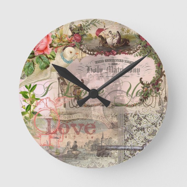 Horloge Ronde Mariage élégant Mariage Vintage Antique Vintage (Recto)