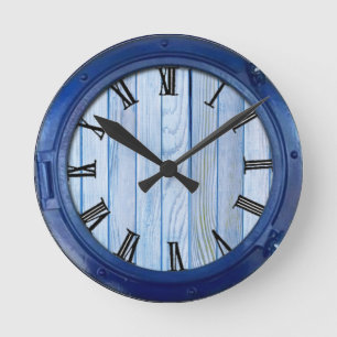 Horloge Ronde Marine texturé, poisson, Corail rose