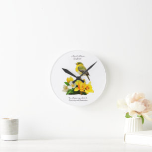 Horloge Ronde Mars Mois de naissance Fleur vibrante Cadeau d'ann