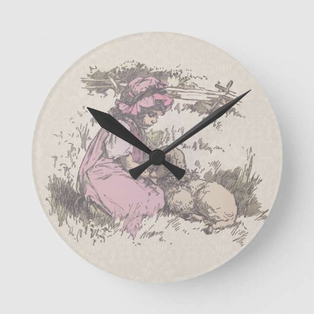 Horloge Ronde Mary Had a Little Lamb Nursery Rhyme (Recto)