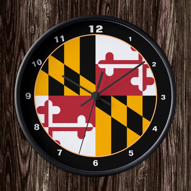 Horloge Ronde Maryland Flag & Maryland fashion /design États-Uni (Créateur téléchargé)