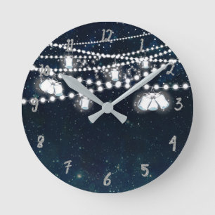 Horloge Ronde Mason Jars & Lumières Soirée Ciel étoilé
