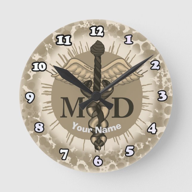 Horloge Ronde Médecin Caduceus MD (Recto)