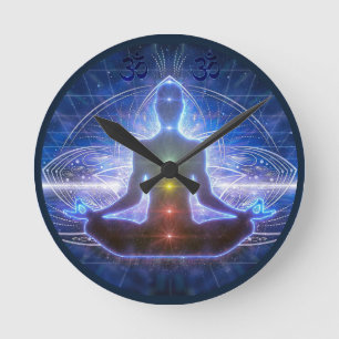 HORLOGE RONDE MÉDIATION YOGA EN POSITION LOTUS CHAKRA II