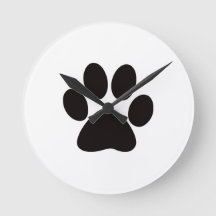Médium round dog paw wall clock