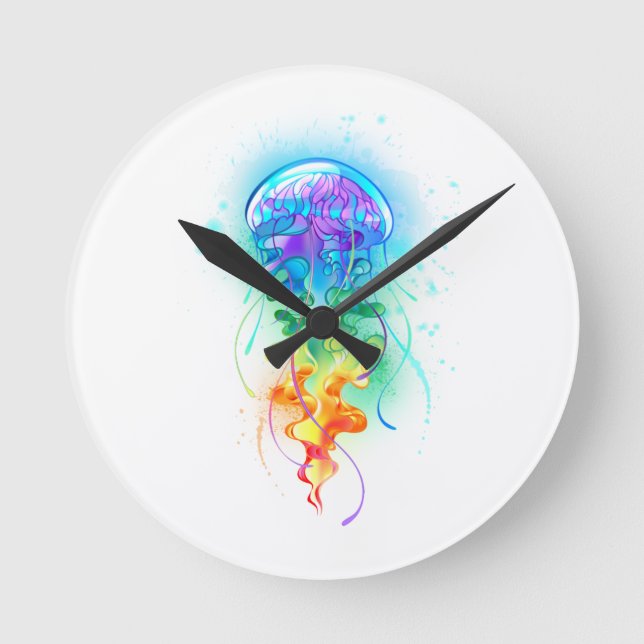 Horloge Ronde Méduse arc-en-ciel (Recto)