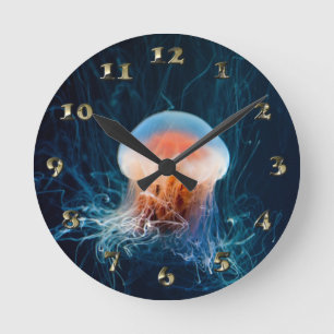 Horloge Ronde Méduse sous l'eau - Luminosité foncée