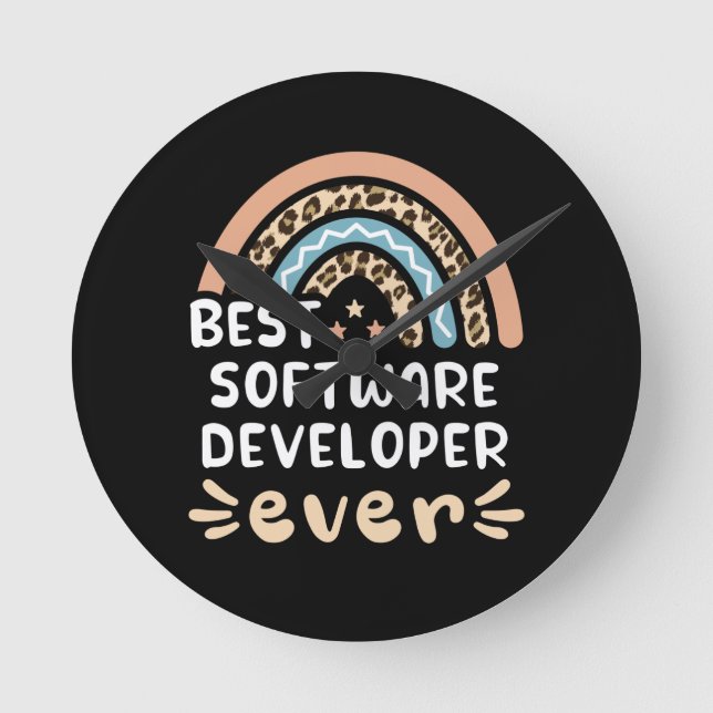 Horloge Ronde Meilleur développeur de logiciels jamais Leopard R (Recto)