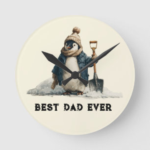 Horloge Ronde Meilleur Papa de Tous les Temps Design de Manchot